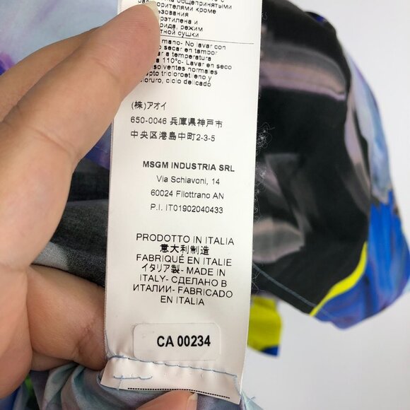 NWT MSGM Abstract Floral  Sleeveless Multicolor Ruffle Cotton Mini Dress Size 10 - Picture 13 of 16